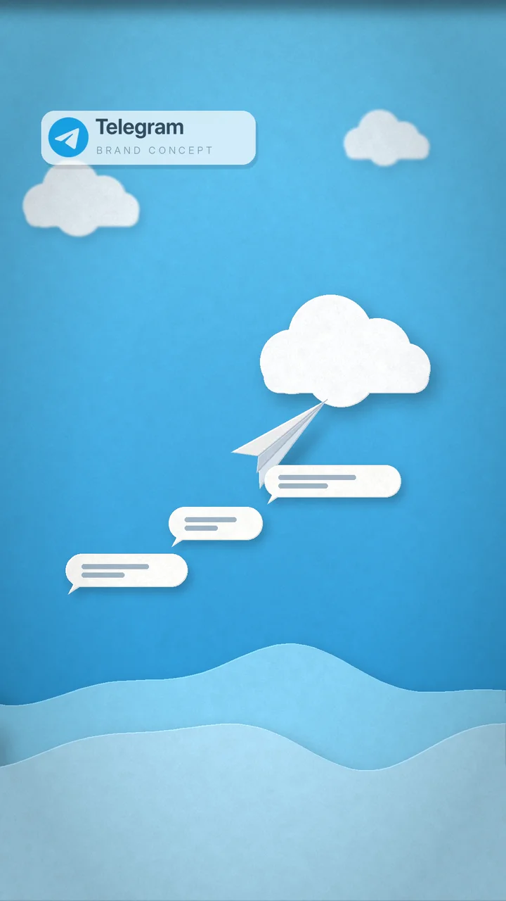 Paper plane and chat bubbles over a paper-craft sky and sea